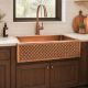 Woven Copper Kitchen Sink, Farmhouse Undermount Single Bowl, 16 Gauge Woven Design, Antique Copper Finish for Home Hotel, 33x22x9 Inch