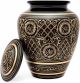 Eternal Memory Cremation Urn for Ashes, Large Adult Memorial Keepsake Holder with Velvet Bag, Black & Gold Finish Holds Up to 200 Lbs