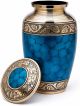 Serenity Brass Cremation Urn for Human Ashes Adult, Large Funeral Memorial Urn, Handcrafted Brass Urn with Blue Marble Finish, Secure Threaded Lid, Decorative Urn for Ashes, Holds Up to 200 Lbs