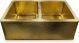 Hammered Front Design Shining Brass Undermount Kitchen Sink Double Bowl 16-Gauge Front Apron Shining Finish Basin - Perfect for Home, Hotel, Farmhouse - Dimensions 33