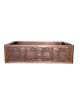 Three Flower Design Copper Undermount Kitchen Sink - Single Bowl 16-Gauge - Perfect For Home, Hotel, Farmhouse - Dimensions 33″ X 22″ X 9″