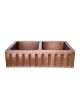 Stripe Design Copper Undermount Kitchen Sink - Double Bowl 16-Gauge Basin - Perfect For Home, Hotel, Farmhouse - Dimensions 33″ X 22″ X 9″