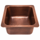 Square Hammered Copper Bar Sink | Undermount Single Bowl | 16-Gauge | Antique Copper Finish | Handcrafted Utility Sink | 14x14x8 Inch
