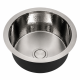 Round Hammered Stainless Steel Kitchen Sink, Drop-In Single Bowl, 16-Gauge, Brushed Finish, Top Mount Utility Basin, 14x8 Inch