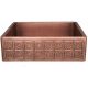 Square Mirror Design Copper Apron Front Farmhouse Kitchen Sink, Handmade Hammered Single Bowl 16-Gauge Rustic Finish, 33x22x9 Inch