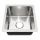 Square Hammered Stainless Steel Kitchen Sink, Drop-In Single Bowl, 16-Gauge Polished Finish, Top Mount Utility Basin, 14x14x8 Inch