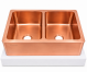 Smooth Design Copper Kitchen Sink – Double Bowl 16-Gauge Shinning Finish Basin - Perfect For Home, Hotel - Dimensions 33″ x 22″ x 9″