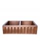 Stripe Design Copper Undermount Kitchen Sink - Double Bowl 16-Gauge Basin - Perfect For Home, Hotel, Farmhouse - Dimensions 33″ X 22″ X 9″